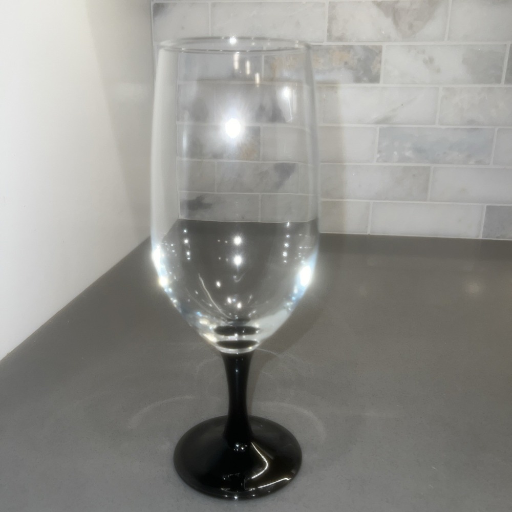 1-Luminarc France Black Stems Vintage 8.25" Glass/Goblet
